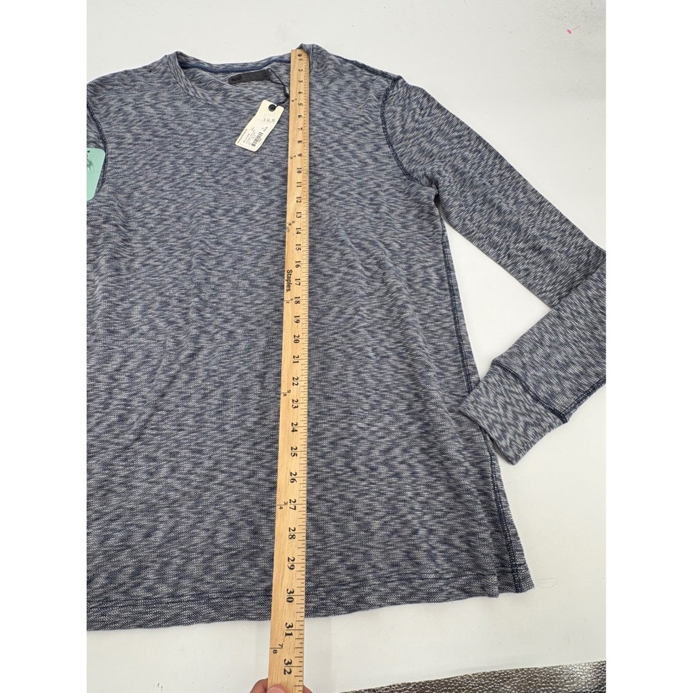 Onassis Mens Ribbed Trek Crew Cotton Jacquard Long Sleeve Blue Shirt XL - Picture 6 of 7